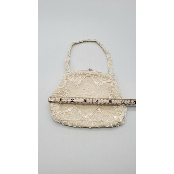 Vintage Walborg Hand Beaded Clutch Made in Belgium Cream & White Exquisite - Picture 8 of 12
